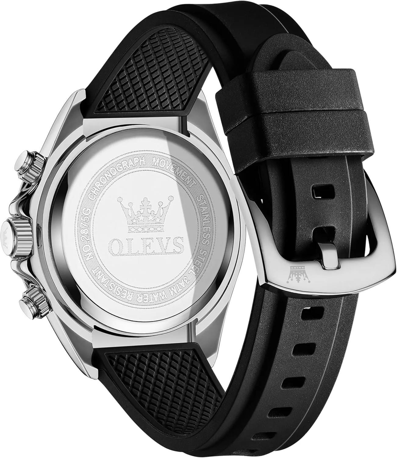 postulate beloved breakthrough reach pure temper Wrist Watches OLEVS Men Analog Quartz Waterproof Watches Multifunction Chronograph Diamond Moon Phase Luminous Silicone Band 