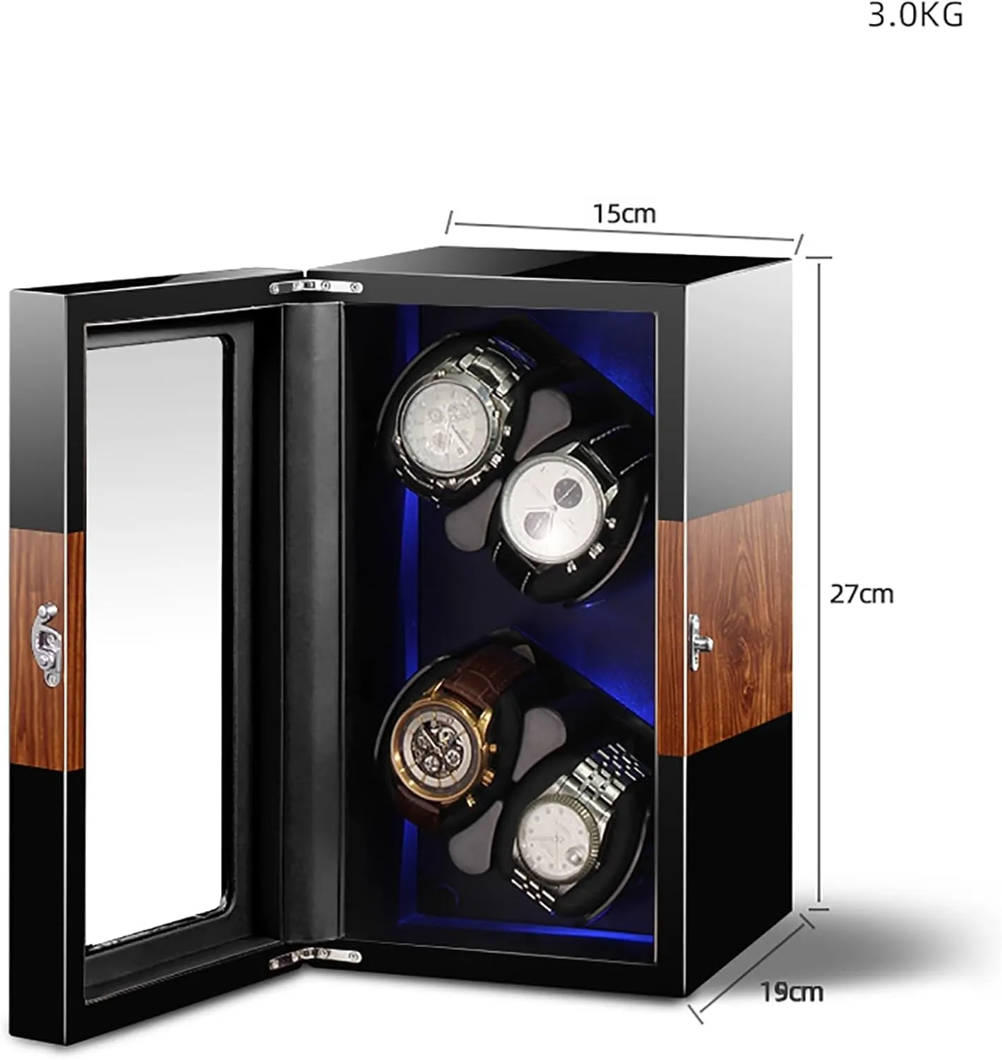 pottery Watches (A 4 Watch Watch Winder Automatic Watch Winder for 2/4/6/8/12 Watches Self-Winding Mechanical Watch Dustproof Box Watches Rotation Storage Case with Quiet Motor and Dual Power Supply for Most 