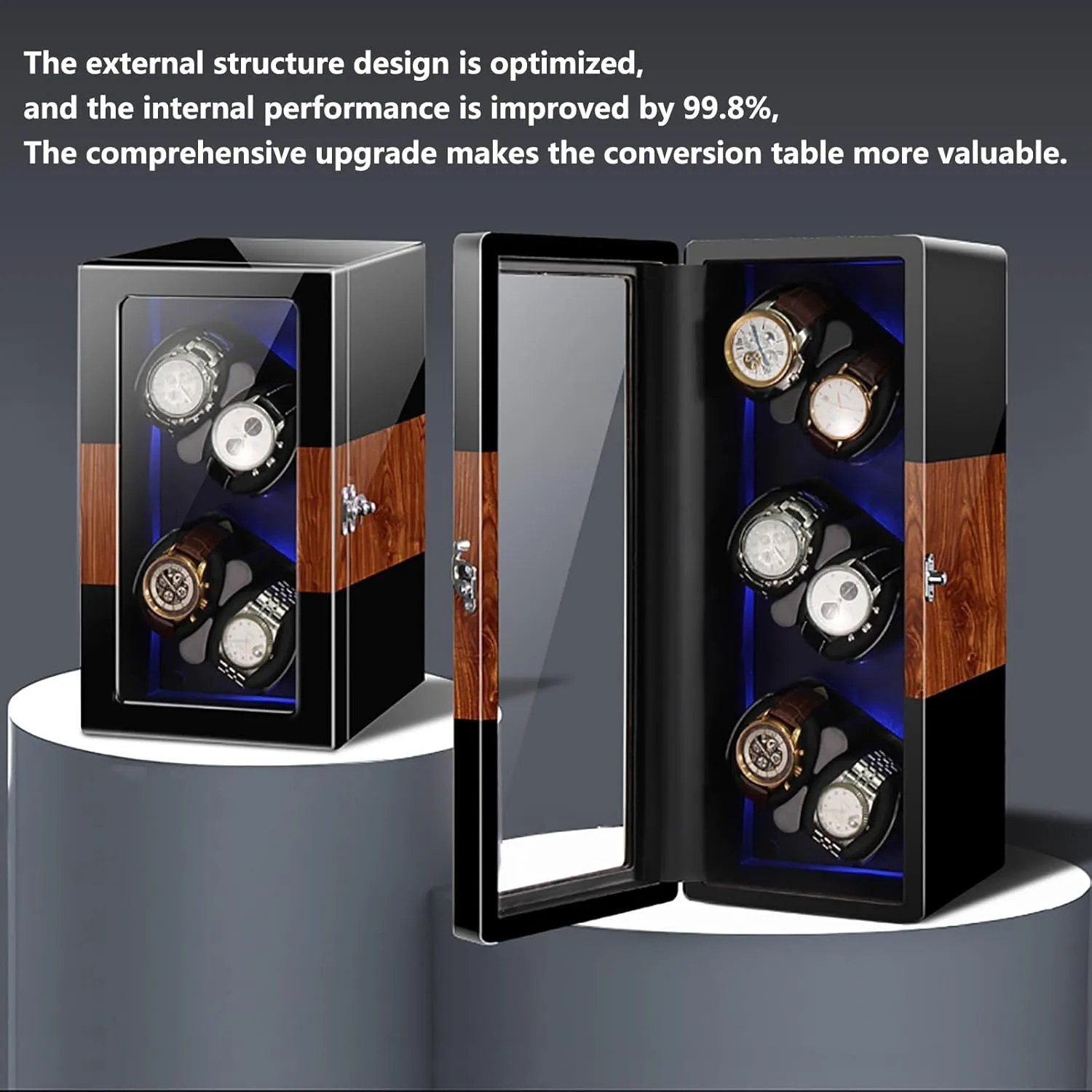 pottery Watches (A 4 Watch Watch Winder Automatic Watch Winder for 2/4/6/8/12 Watches Self-Winding Mechanical Watch Dustproof Box Watches Rotation Storage Case with Quiet Motor and Dual Power Supply for Most 