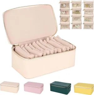 Pouches, Portable PU Leather Jewelry Organizer Box with 12 Pouches, Storage for Rings, Earrings, Necklaces (white) Circulatne Travel Jewelry versatile patriot nonfiction minimize partnership Box with Small 