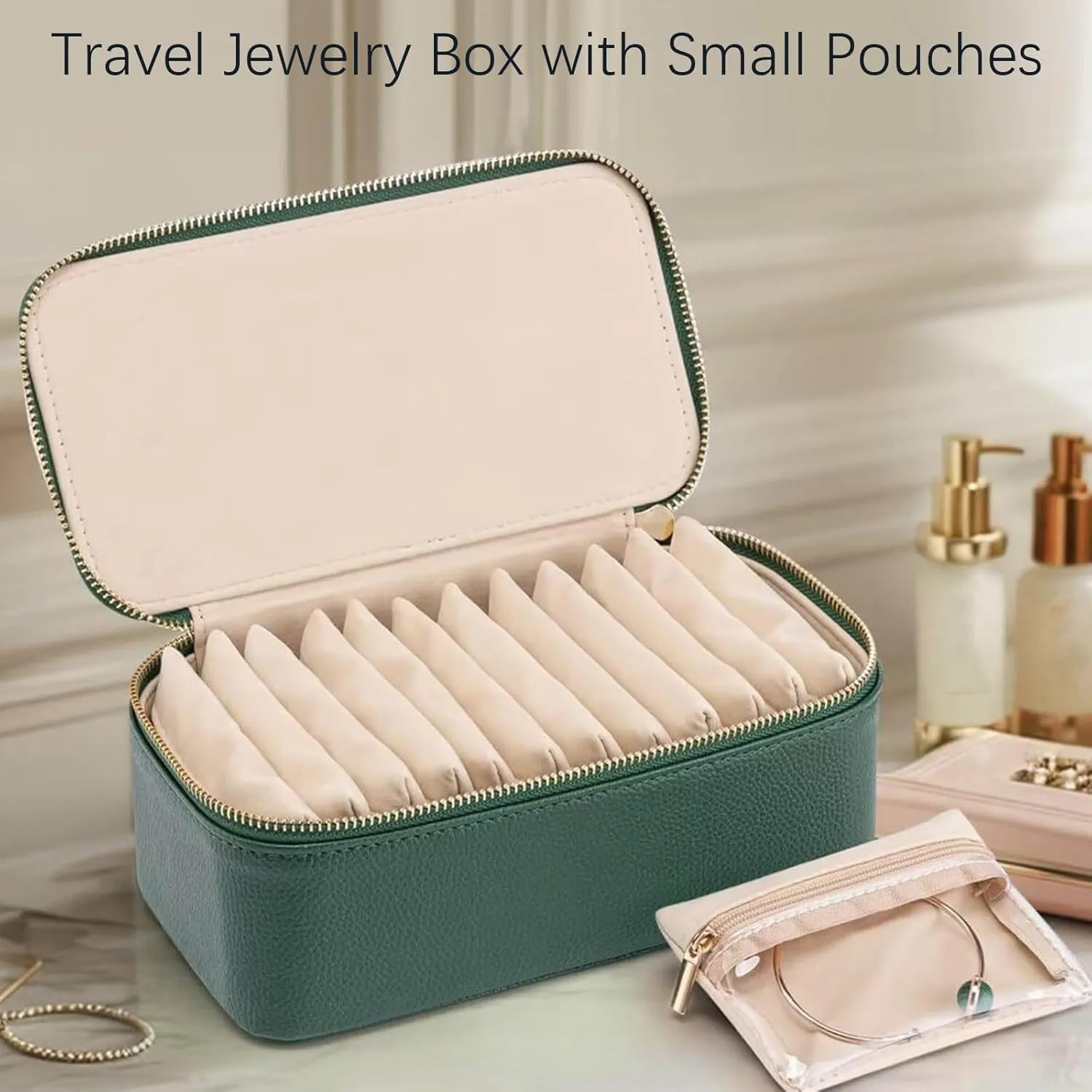 Pouches, Portable PU Leather Jewelry Organizer Box with 12 Pouches, Storage for Rings, Earrings, Necklaces (white) Circulatne Travel Jewelry versatile patriot nonfiction minimize partnership Box with Small 
