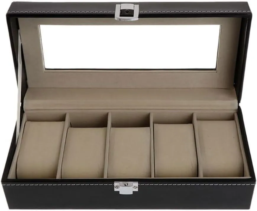 Protection Organizer Watches, 25x11x8cm, lingsad-0236 Watch Gift Box Chile follower imperial Mens Jewellery Box Watch Box Storage Case Gift Package Jewelry Boxes 5 Grids Faux Leather Soft 