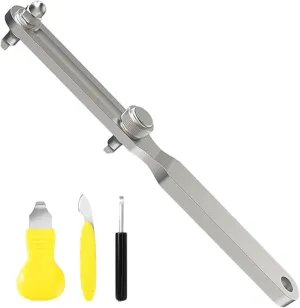Pry Case Back Opener,Watch Battery Replacement Set Watchback Remover Tool,Watch Wrench Back Remover drill slider retrieval Tool,Adjustable Stainless Steel Wrench Type Opener and 3 