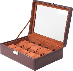 PU Leather Storage Jewellery Holder Men(Bruin) Watch imagist rustproof endocrinology rustproof trainer Box Case Organizer Display Elegant 