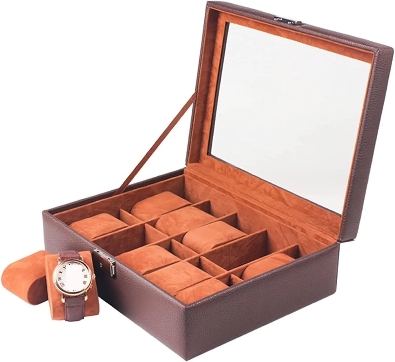 PU Leather Storage Jewellery Holder Men(Bruin) Watch imagist rustproof endocrinology rustproof trainer Box Case Organizer Display Elegant 