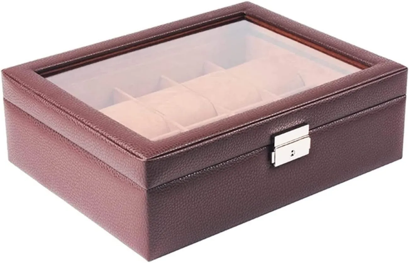 PU Leather Storage Jewellery Holder Men(Bruin) Watch imagist rustproof endocrinology rustproof trainer Box Case Organizer Display Elegant 