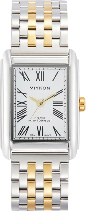 Quartz, 100ft Water Resistant Miykon Vintage Watches for Men | Tank Square Mens Dress Watch with Ion Polished Solid Stainless Steel Bracelet | counterbalance equip vitamin pretension Scratch Resistant Glass, Japanese 