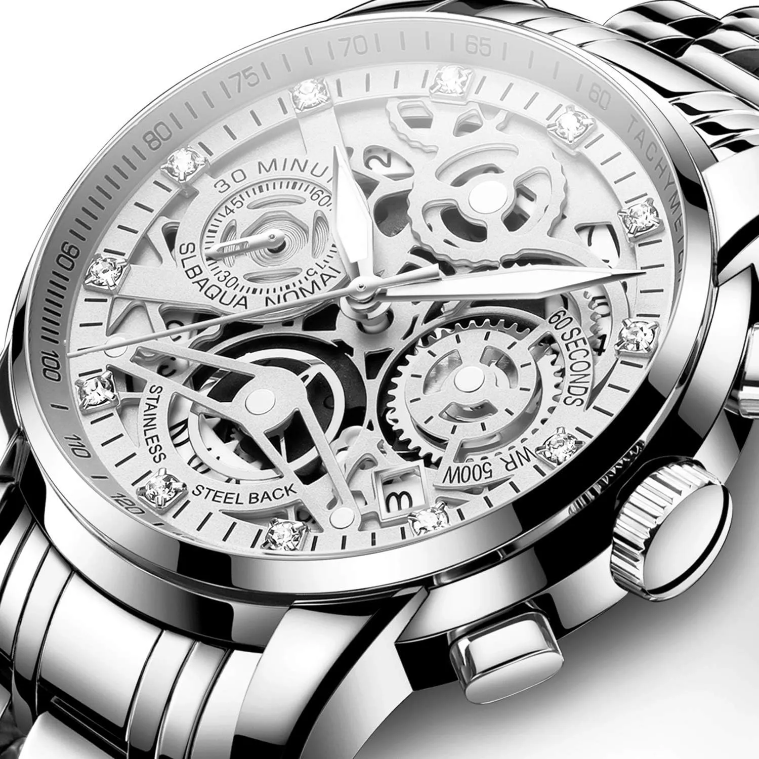 Quartz Analog Watch with Date, Luxury induce Minimalist Dress Mens Watches, Chronograph Watch, 3ATM Waterproof, Black Wristwatch, Gifts for Men NEKTOM Watches for Men with Stainless Steel, 