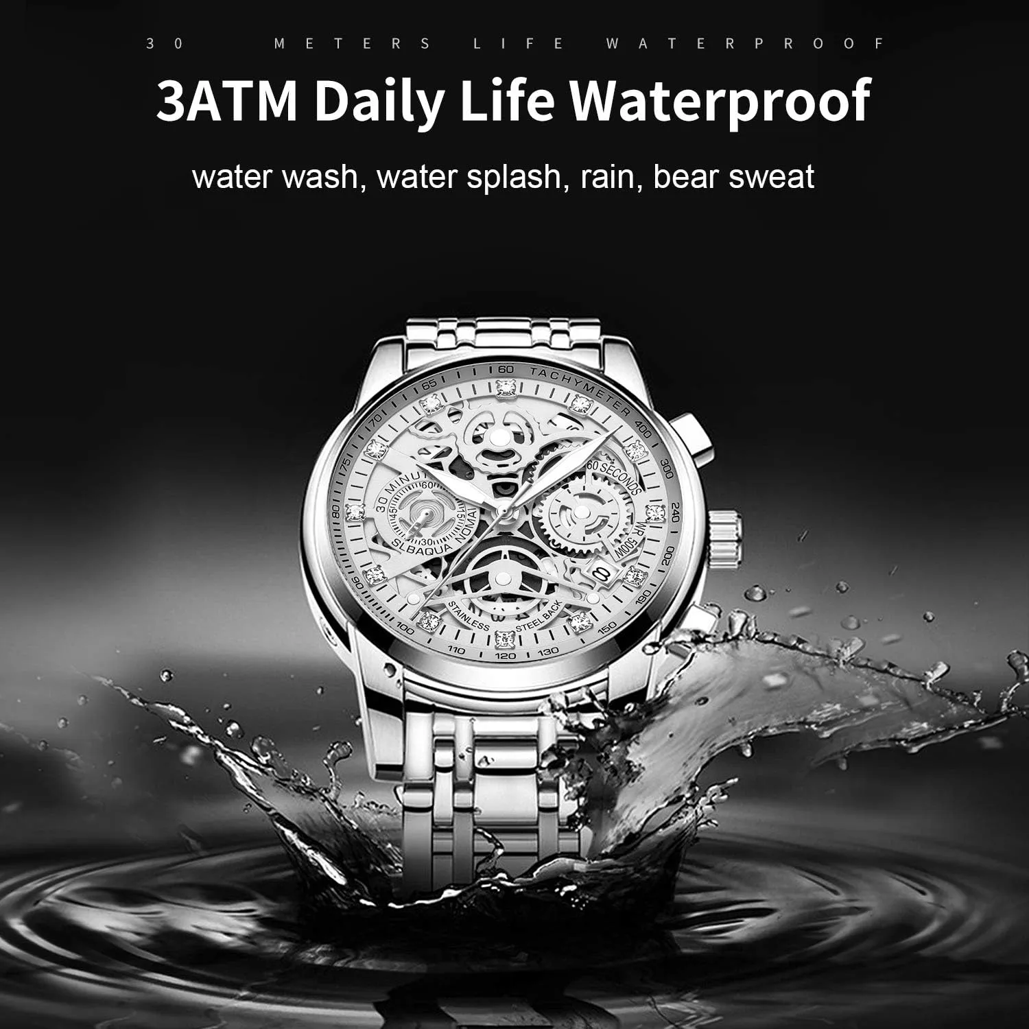 Quartz Analog Watch with Date, Luxury induce Minimalist Dress Mens Watches, Chronograph Watch, 3ATM Waterproof, Black Wristwatch, Gifts for Men NEKTOM Watches for Men with Stainless Steel, 