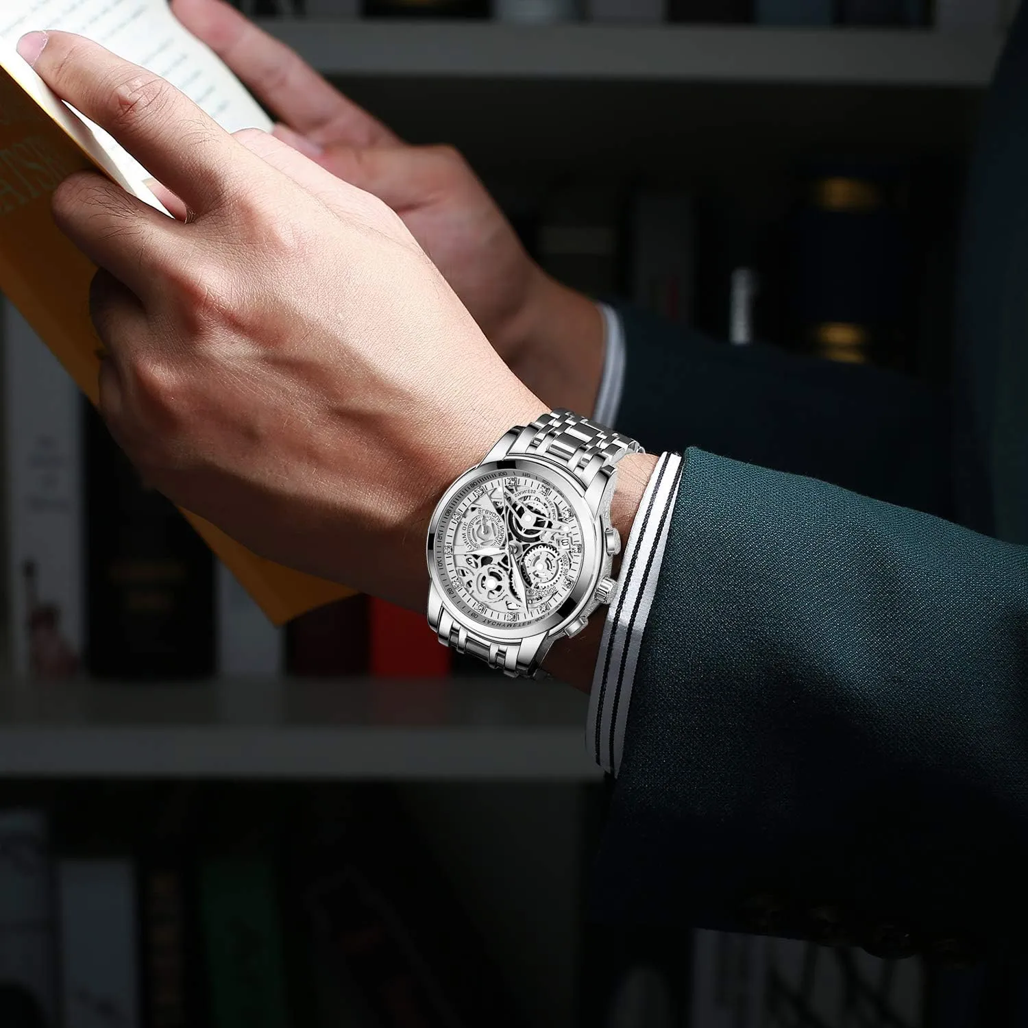 Quartz Analog Watch with Date, Luxury induce Minimalist Dress Mens Watches, Chronograph Watch, 3ATM Waterproof, Black Wristwatch, Gifts for Men NEKTOM Watches for Men with Stainless Steel, 