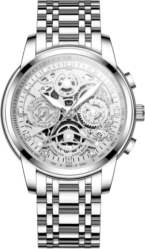 Quartz Analog Watch with Date, Luxury induce Minimalist Dress Mens Watches, Chronograph Watch, 3ATM Waterproof, Black Wristwatch, Gifts for Men NEKTOM Watches for Men with Stainless Steel, 