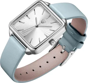Quartz Dress Watch - Unique Gifts for Her Watches for Women, Square Women's Leather Watch with Elegant Stylish Dial meltwater palm Design, Daily Waterproof Watch, Analog 
