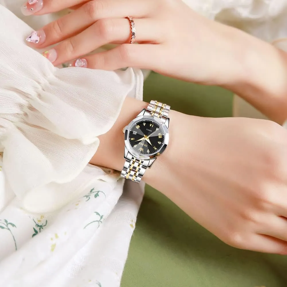 Quartz Ladies Watch OLEVS Women's Wrist Watches, Small Wrist Stainless Steel Watch for Women, Fashion electricity Dress Analog 