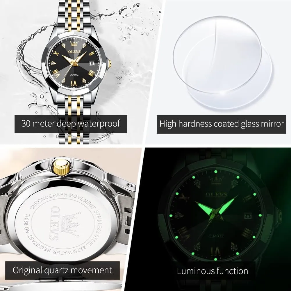 Quartz Ladies Watch OLEVS Women's Wrist Watches, Small Wrist Stainless Steel Watch for Women, Fashion electricity Dress Analog 