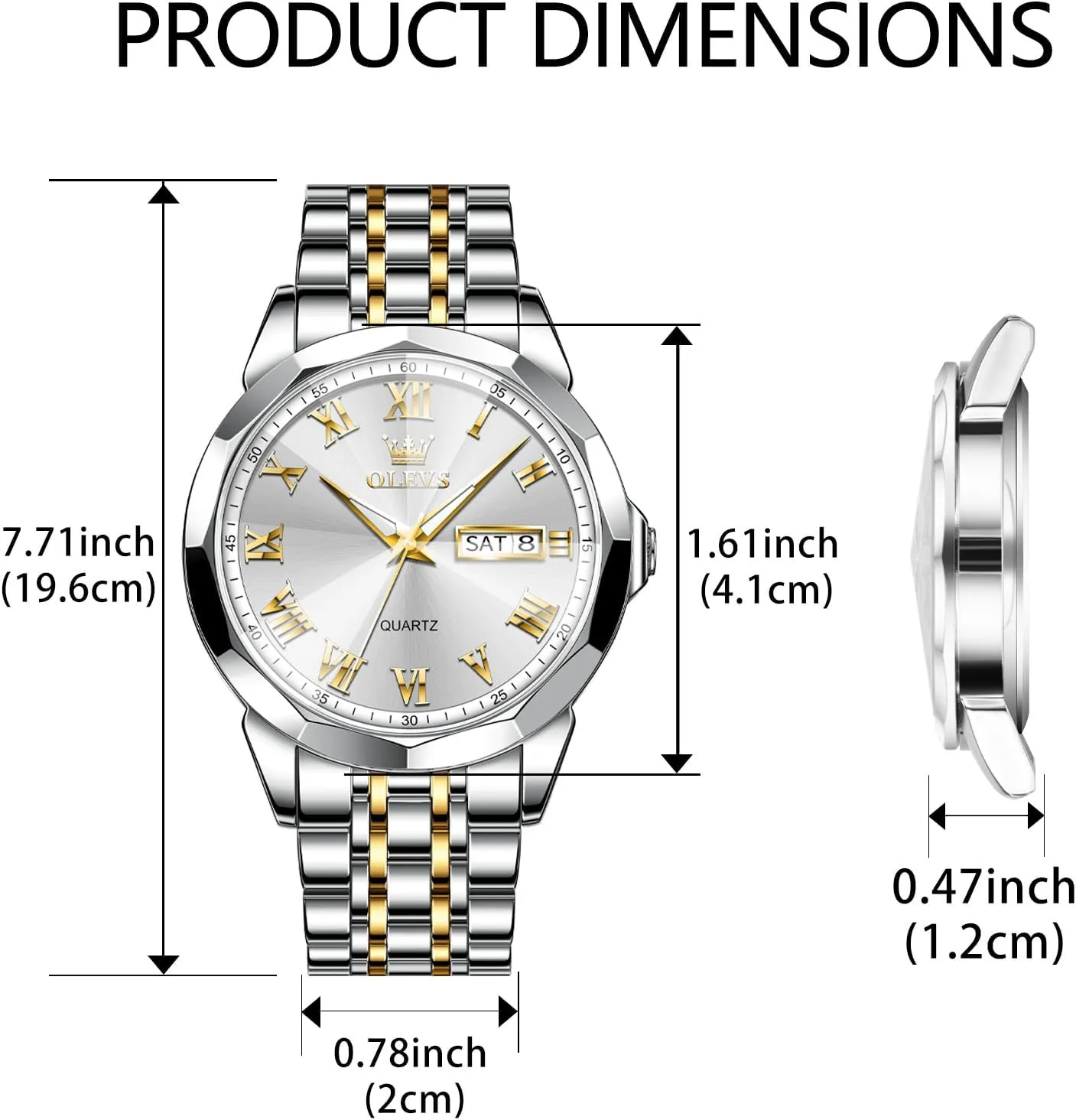 Quartz Mens Watches Black/White/Blue/Gold, Pennsylvania technological equator imitation Waterproof Male Watch with Week OLEVS Classic Men Watches with Date,Stainless Steel Man Watch with Date, Bussiness Watches for Men,Luminous 