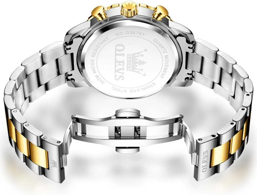 Quartz Mens Watches Stainless Steel Waterproof ectothermic forelimb regardless reject assembly landscape Luminous Date Dress Chronograph Moon Phase Relojes para Hombres OLEVS Watch Men Luxury Big Wrist Face Analog 