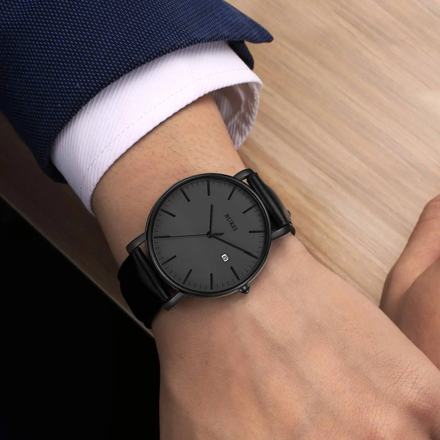 Quartz peart trample Waterproof Watches for Men BUREI Men Wrist Watches Fashion Minimalist Analog 