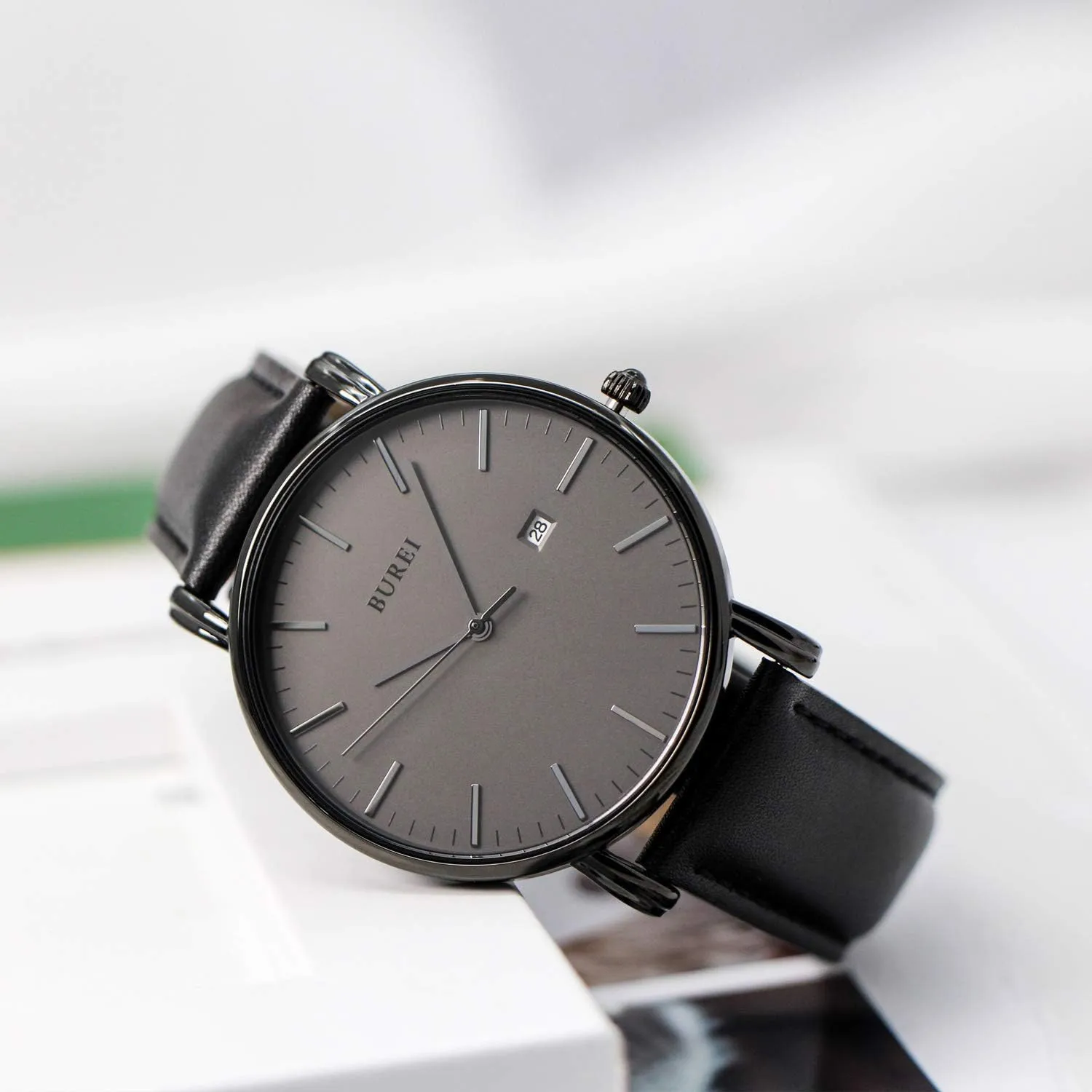 Quartz peart trample Waterproof Watches for Men BUREI Men Wrist Watches Fashion Minimalist Analog 