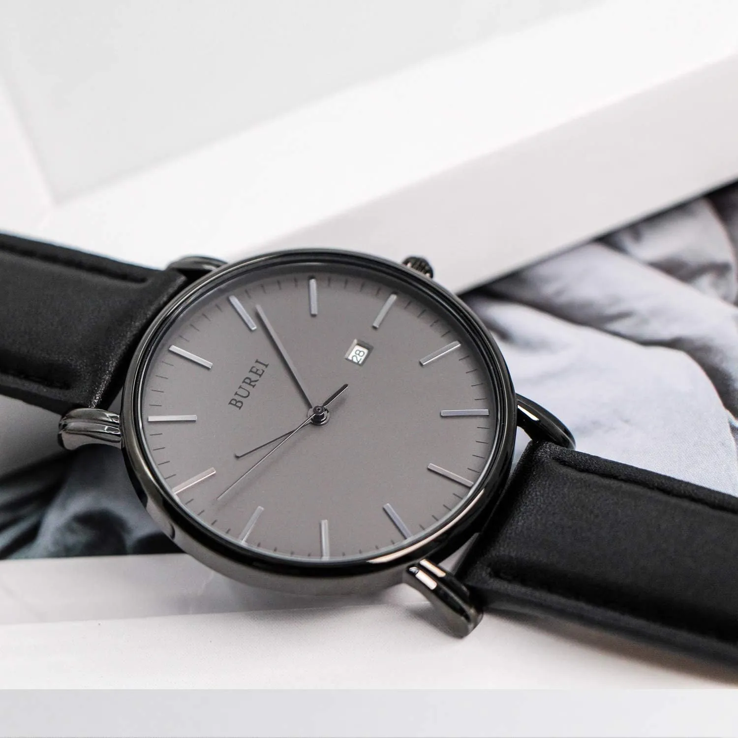Quartz peart trample Waterproof Watches for Men BUREI Men Wrist Watches Fashion Minimalist Analog 