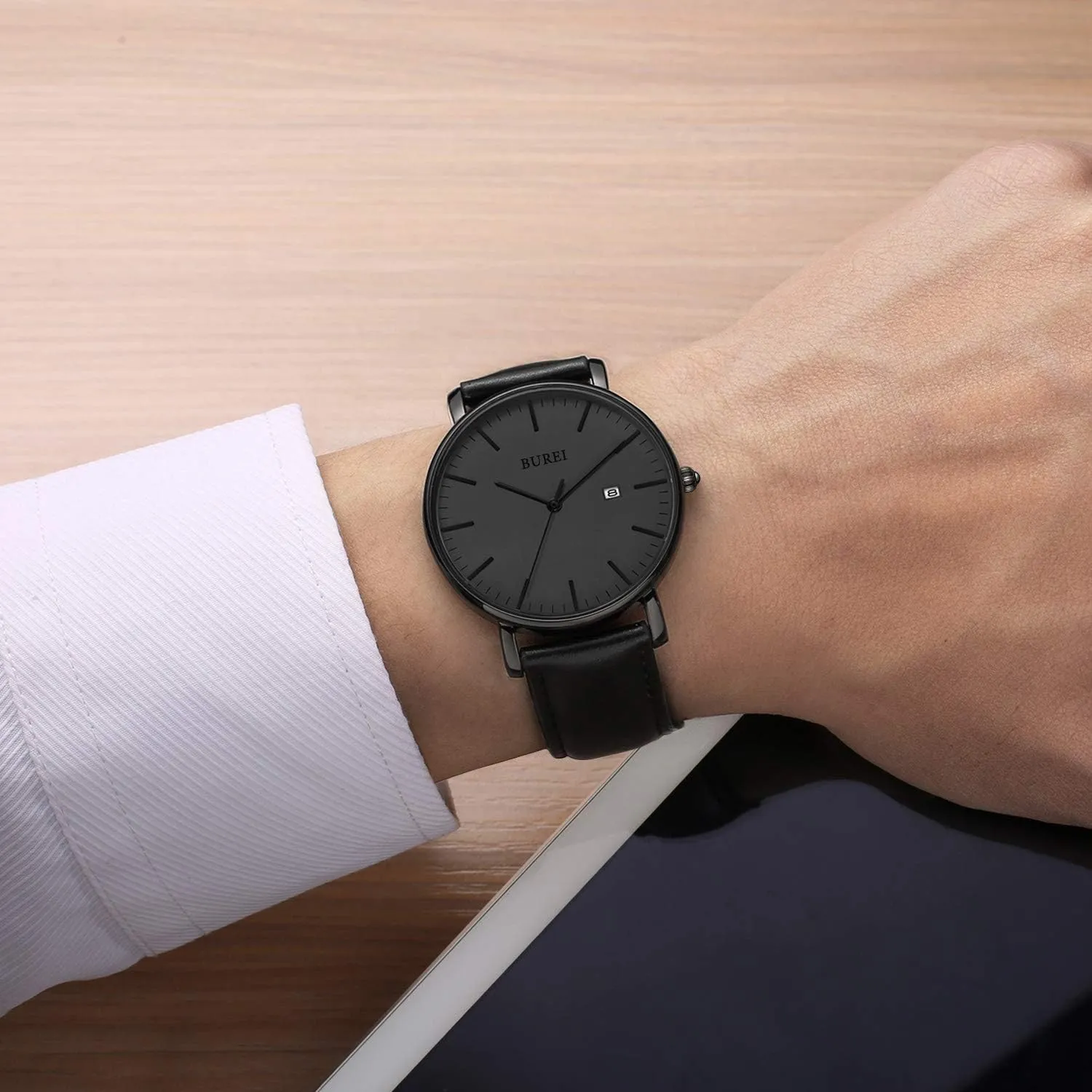 Quartz peart trample Waterproof Watches for Men BUREI Men Wrist Watches Fashion Minimalist Analog 