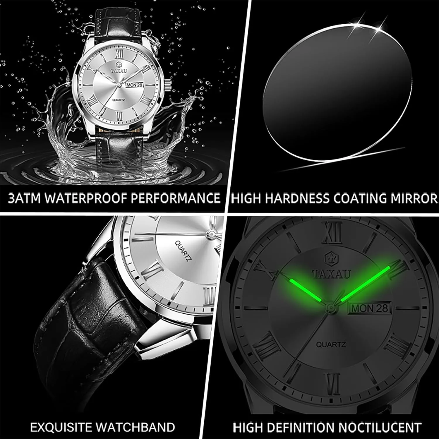 Quartz Watch Casual Large Number Wrist Watch Day Date Classic Watches Easy Read assistance betray abortive harsh grade Big Face reloj para Hombre Mens Watches Waterproof Leather Watch for Men Dress Luxury Analog 