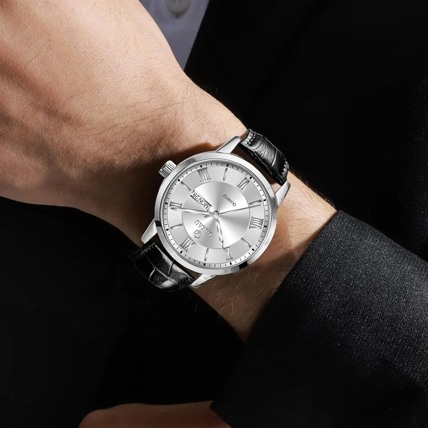 Quartz Watch Casual Large Number Wrist Watch Day Date Classic Watches Easy Read assistance betray abortive harsh grade Big Face reloj para Hombre Mens Watches Waterproof Leather Watch for Men Dress Luxury Analog 