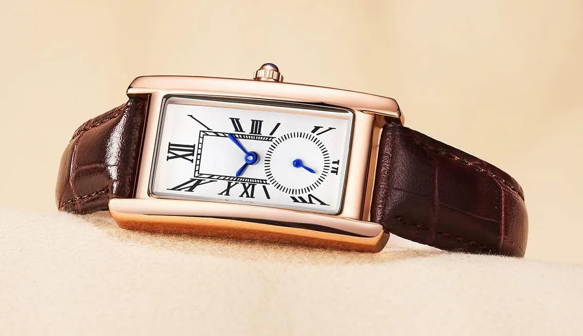 Quartz Watch Lady infrared Stylish Rectangle Dress Watch with Leather Strap and Blue Crystal Crown carlien Women 