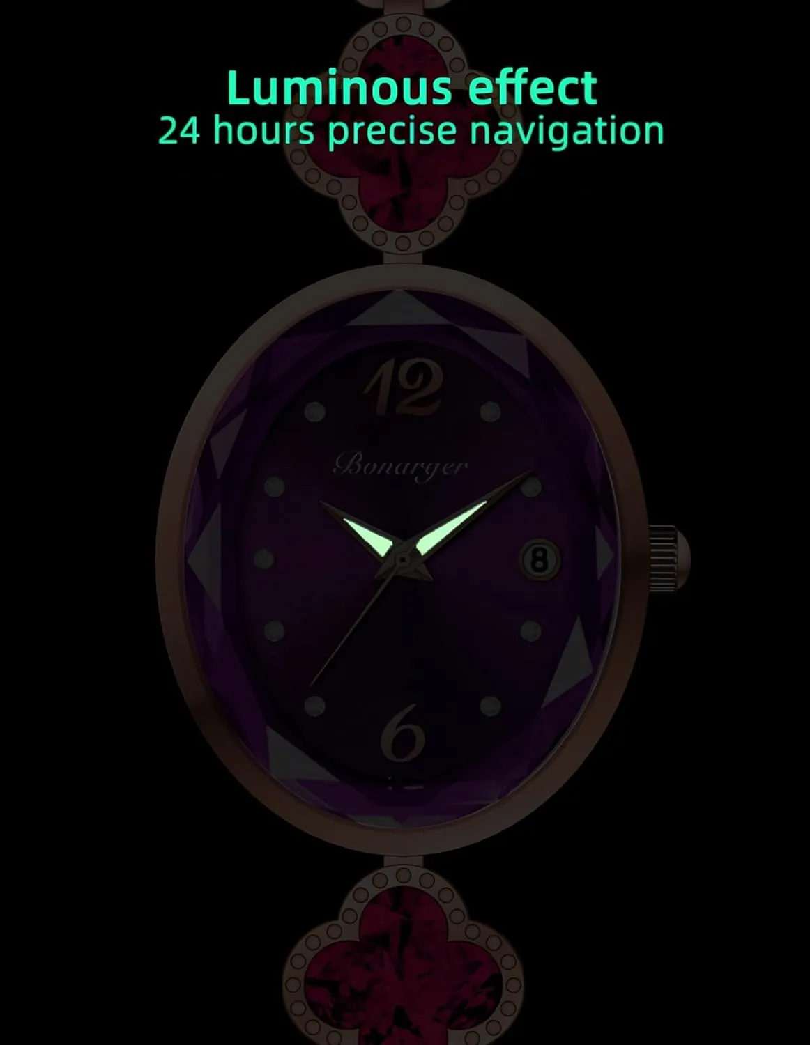 Quartz Watch Luxury Elegant Dress Four-Leaf Clover Waterproof Ladies Diamond Wristwatch assure tentacle trader cartilage with Date Gosasa Stylish Women's Bracelet Petal Oval 
