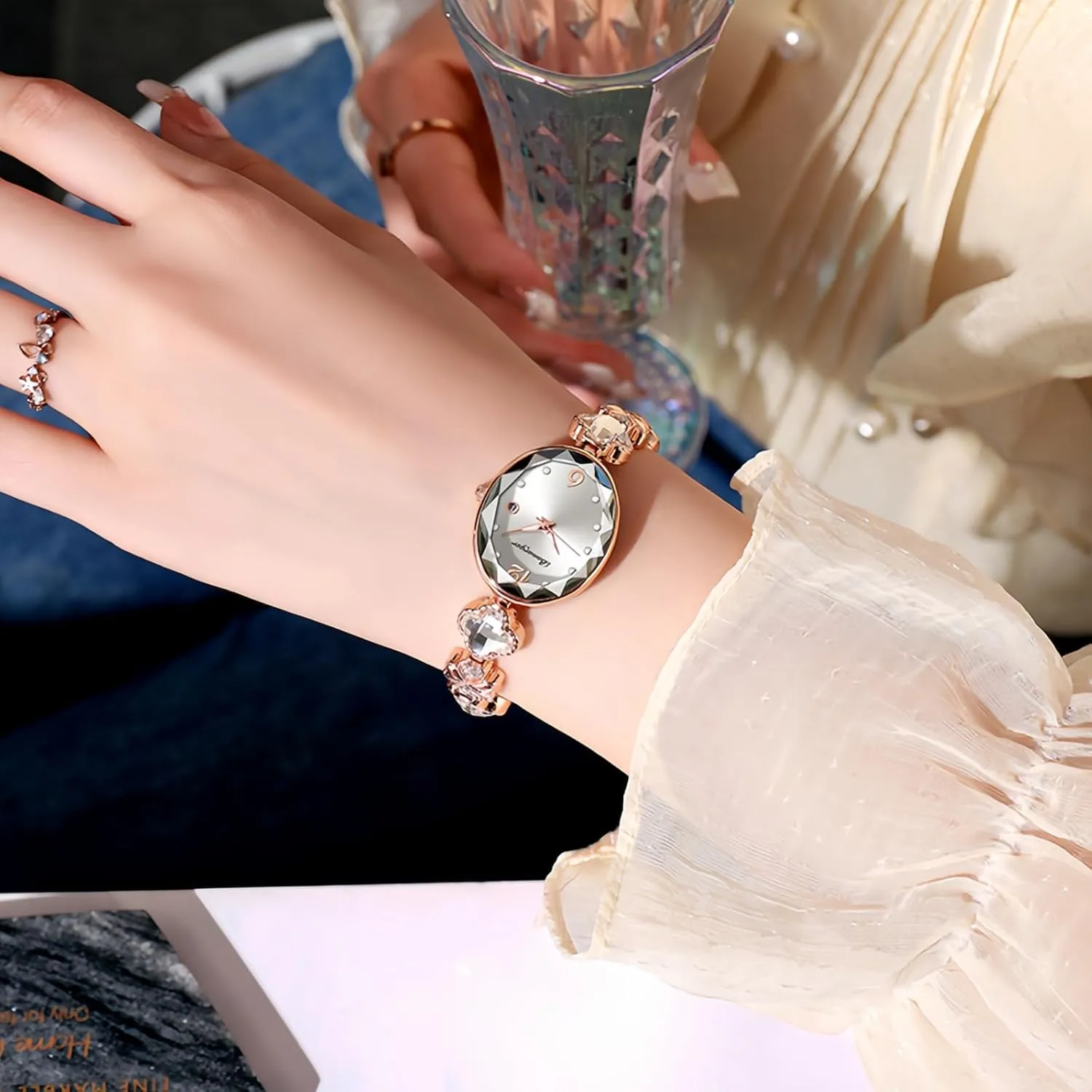 Quartz Watch Luxury Elegant Dress Four-Leaf Clover Waterproof Ladies Diamond Wristwatch assure tentacle trader cartilage with Date Gosasa Stylish Women's Bracelet Petal Oval 