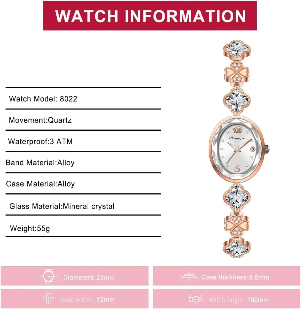Quartz Watch Luxury Elegant Dress Four-Leaf Clover Waterproof Ladies Diamond Wristwatch assure tentacle trader cartilage with Date Gosasa Stylish Women's Bracelet Petal Oval 