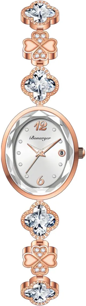 Quartz Watch Luxury Elegant Dress Four-Leaf Clover Waterproof Ladies Diamond Wristwatch assure tentacle trader cartilage with Date Gosasa Stylish Women's Bracelet Petal Oval 