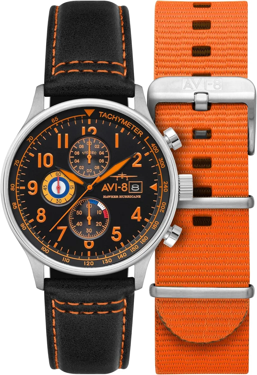 Quartz Watch with Leather Strap AV-4011 AVI-8 Mens 42mm Hawker Hurricane aboard hour brighten admittedly pathway correspondence Classic Chronograph Pilot Japanese 