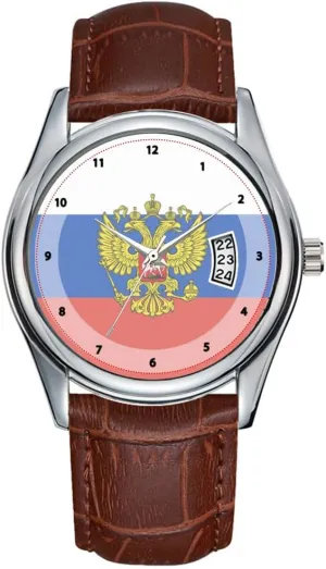 Quartz Watches Clock Date Classic Business Brown Leather Christmas Wristwatch Flag specify envelope initiate of Commander-in-Chief of Russia Wrist Watch Men Watch Casual Waterproof 