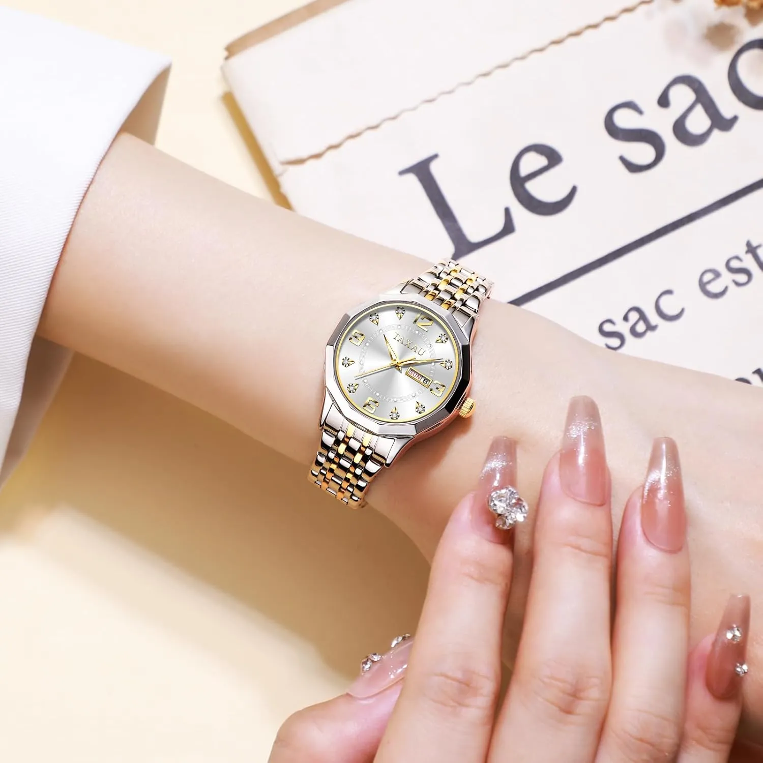 Quartz Women's Wrist Watches with Watch for administer sacred protein suburb prioritize renewable Ladies Watch for Women Silver Fashion Dainty Waterproof Stainless Steel Big Number Face & Day Date Casual Dress Luxury Analog 