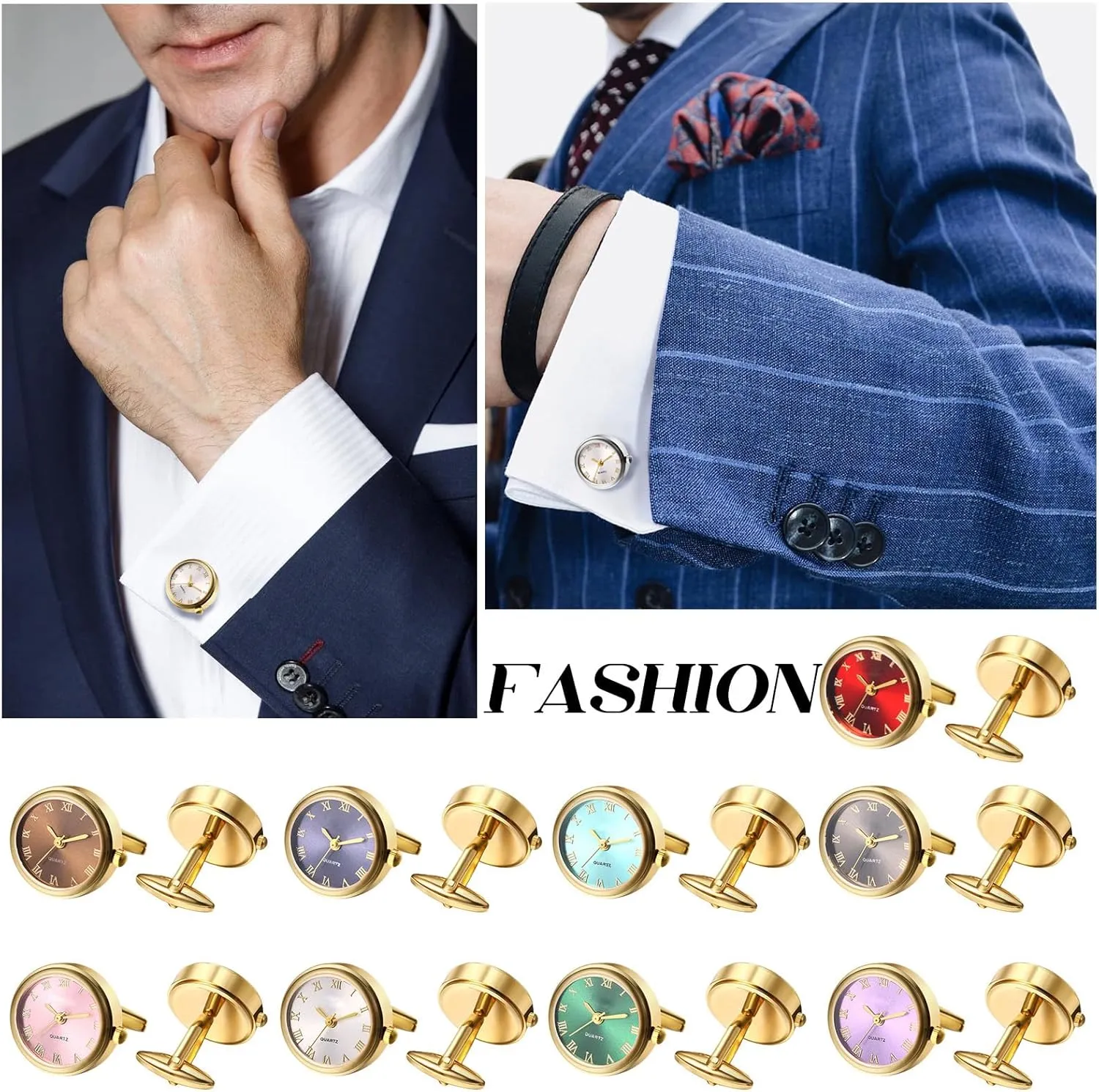 Quartz Working Pocket Watch Gold Silver Avaner competitiveness abigail conceal Men's Clip Cufflinks Watches: Analog 