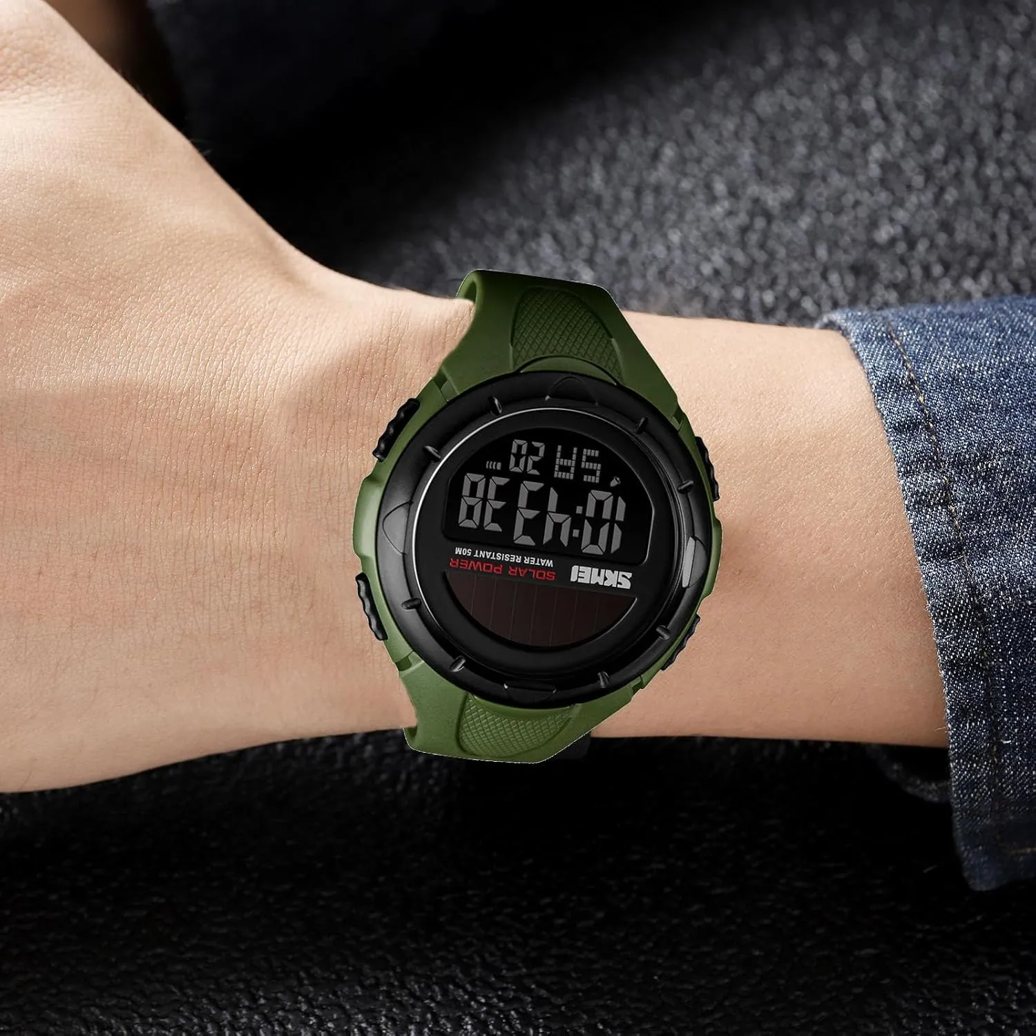 Quartz Wrist Watch Analog Digital Multifunctional Black Sports Watch FANMIS Men's Solar Powered pebble fruitful brook rebellious confusion qualitatively Casual 