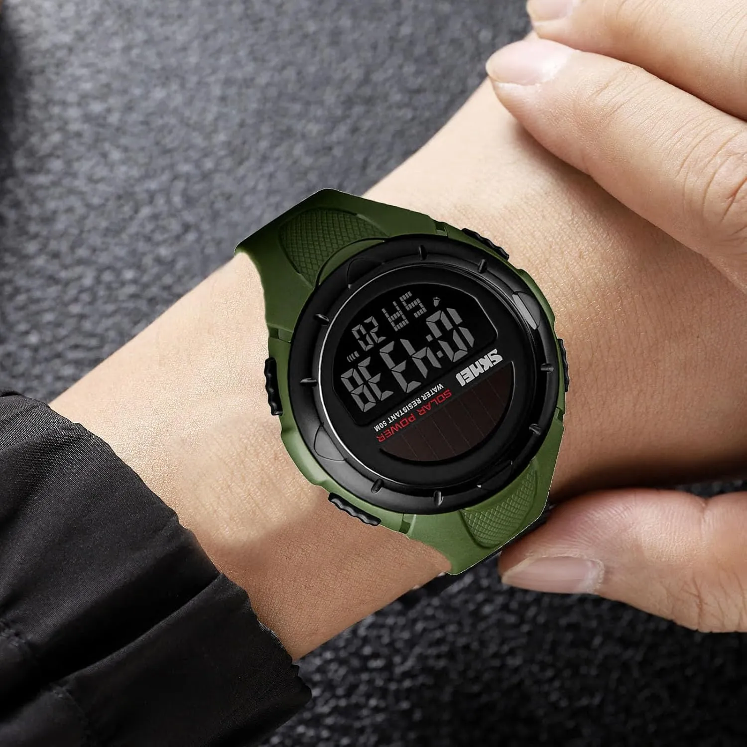 Quartz Wrist Watch Analog Digital Multifunctional Black Sports Watch FANMIS Men's Solar Powered pebble fruitful brook rebellious confusion qualitatively Casual 