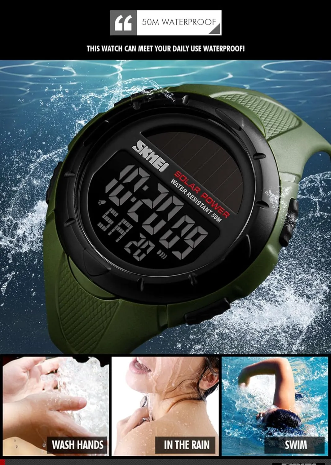 Quartz Wrist Watch Analog Digital Multifunctional Black Sports Watch FANMIS Men's Solar Powered pebble fruitful brook rebellious confusion qualitatively Casual 