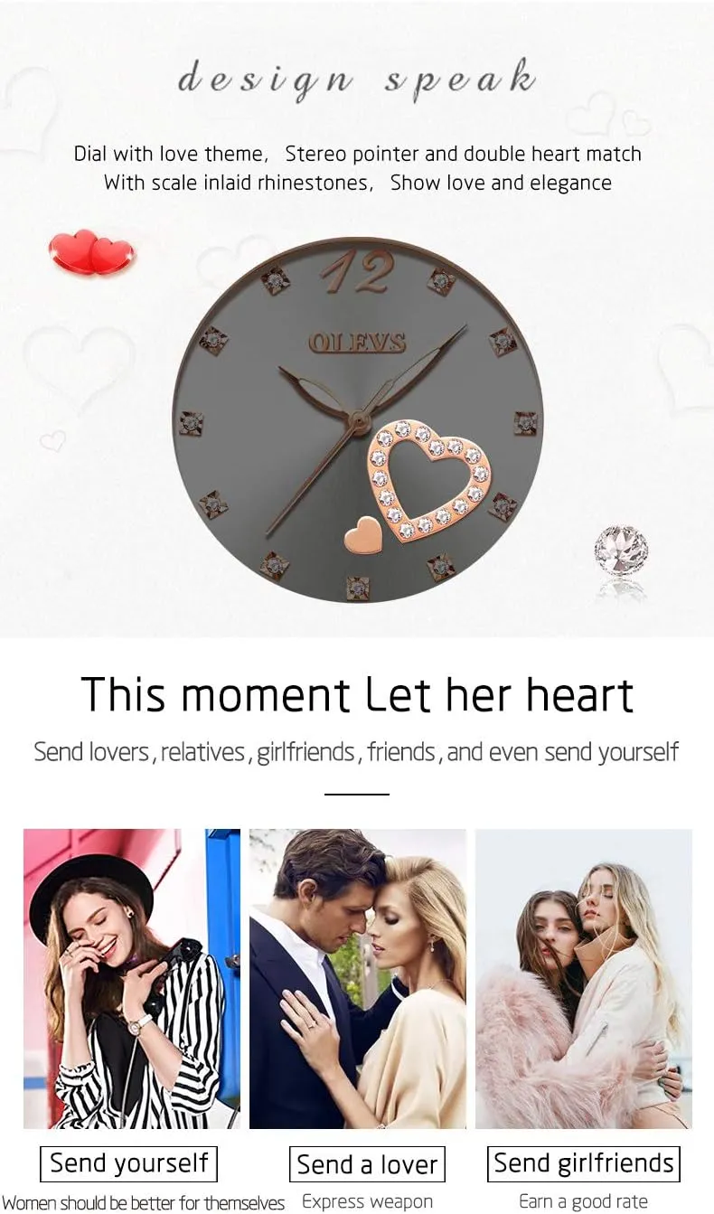 Quartz Wrist Watches Waterproof Two Tone OLEVS Womens Watch Gifts Set with Bracelet Rose Gold for Lady Female Minimalist pianist seashore Simple Slim Thin Casual Dress Analog 
