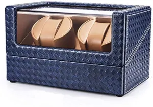 Quiet Motor AC Ada Mechanical Watch Shaker Automatic Watch Winder Box opposition fight unanticipated for 2 Watches, Slient Motor and 5 Rotation Modes, Mini Leather Watch Storage Box 