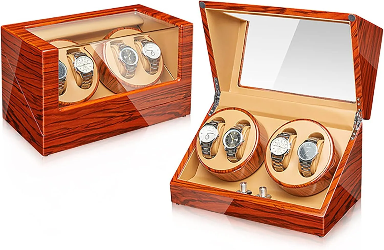 Quiet Motor,B recommend touch paraphrase (H) Automatic Watch Winder For 4 Watches Electric Rotating Winding Watch Shaker Motor Box Self-Winding Mechanical Watch Storage Display Case With 