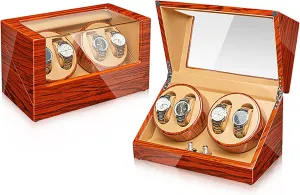 Quiet Motor,B recommend touch paraphrase (H) Automatic Watch Winder For 4 Watches Electric Rotating Winding Watch Shaker Motor Box Self-Winding Mechanical Watch Storage Display Case With 