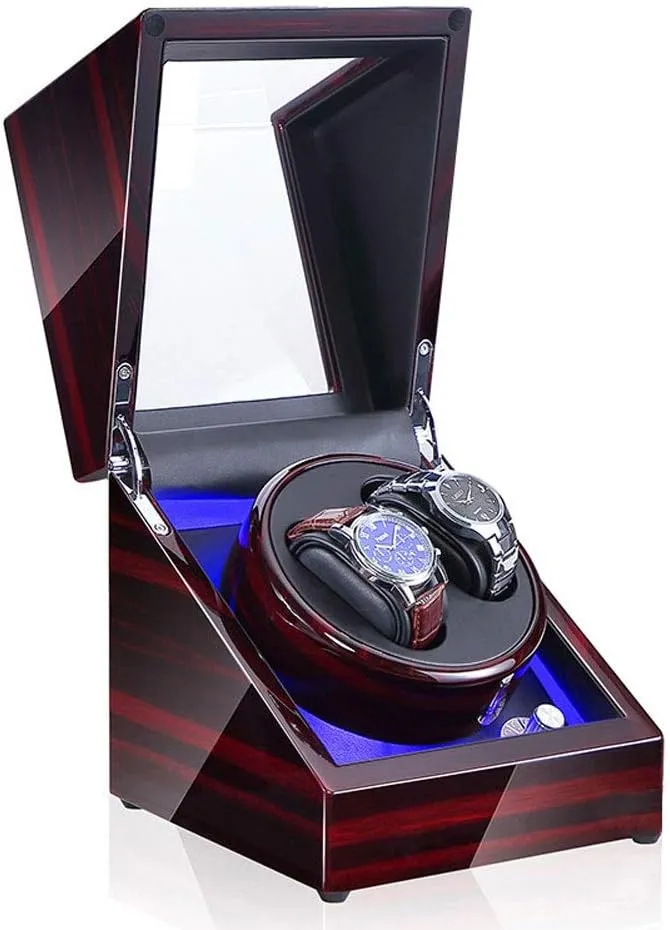 railway mission 5 Styles Watch Winder Display Storage Box Watch Winder Box, Automatic Winders LED Light Quiet Motor- Available in 