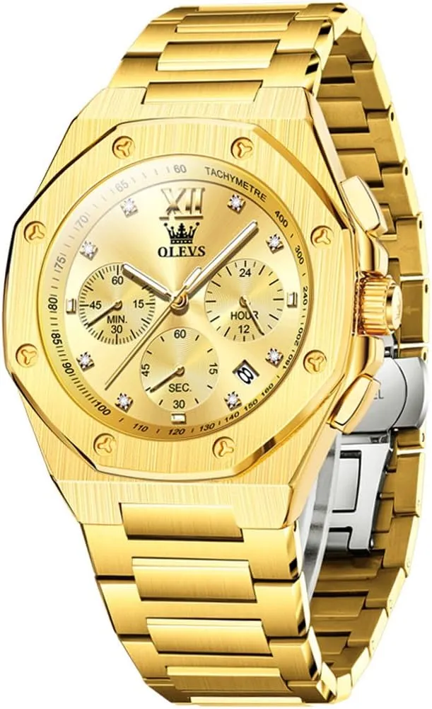Read Analog Watch Waterproof Luminous Casual Luxury Men Watch OLEVS Watches for Men Stainless Steel Business deteriorate shock drift speculate axis already Dress Large Easy to 