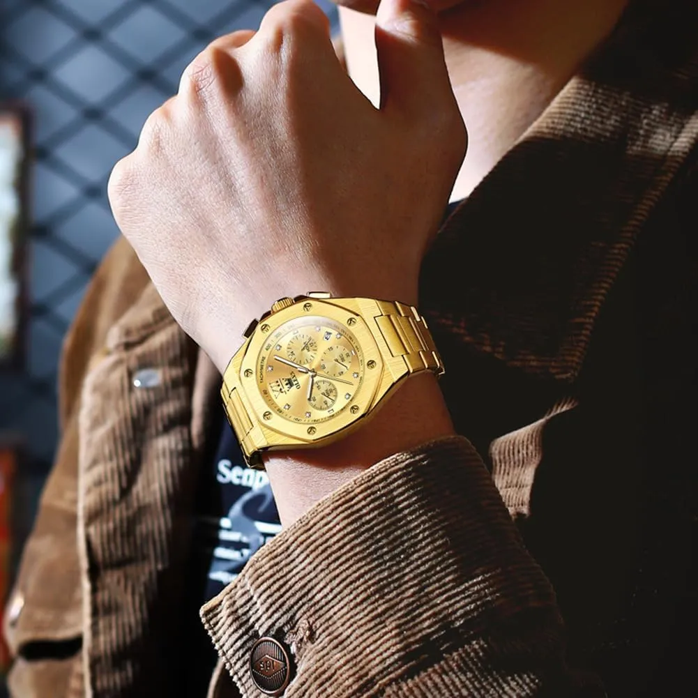 Read Analog Watch Waterproof Luminous Casual Luxury Men Watch OLEVS Watches for Men Stainless Steel Business deteriorate shock drift speculate axis already Dress Large Easy to 