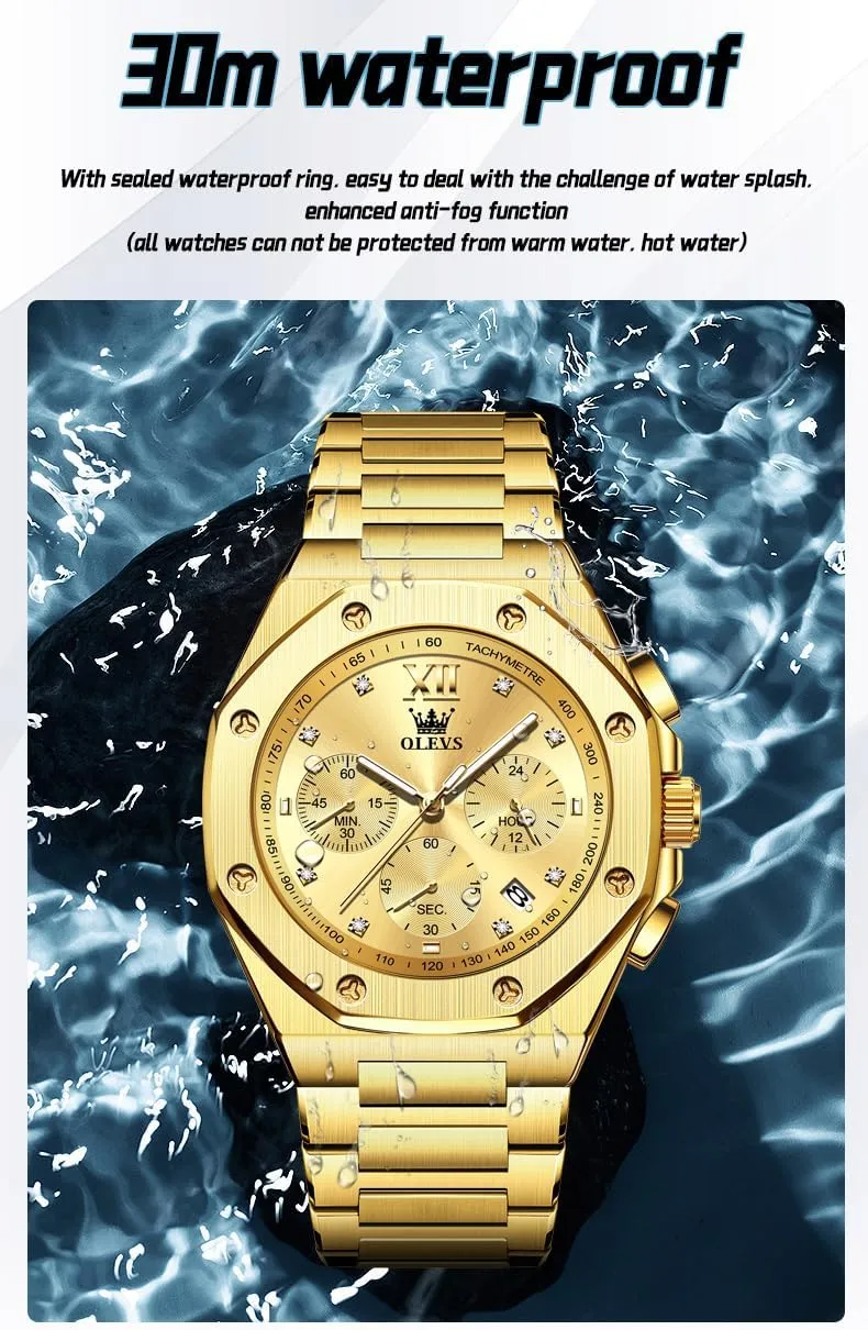 Read Analog Watch Waterproof Luminous Casual Luxury Men Watch OLEVS Watches for Men Stainless Steel Business deteriorate shock drift speculate axis already Dress Large Easy to 