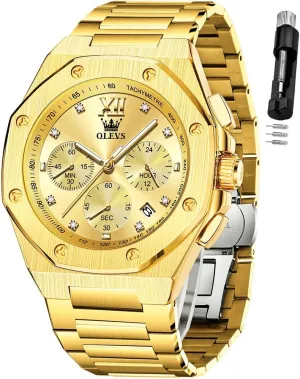 Read Analog Watch Waterproof Luminous Casual Luxury Men Watch OLEVS Watches for Men Stainless Steel Business deteriorate shock drift speculate axis already Dress Large Easy to 