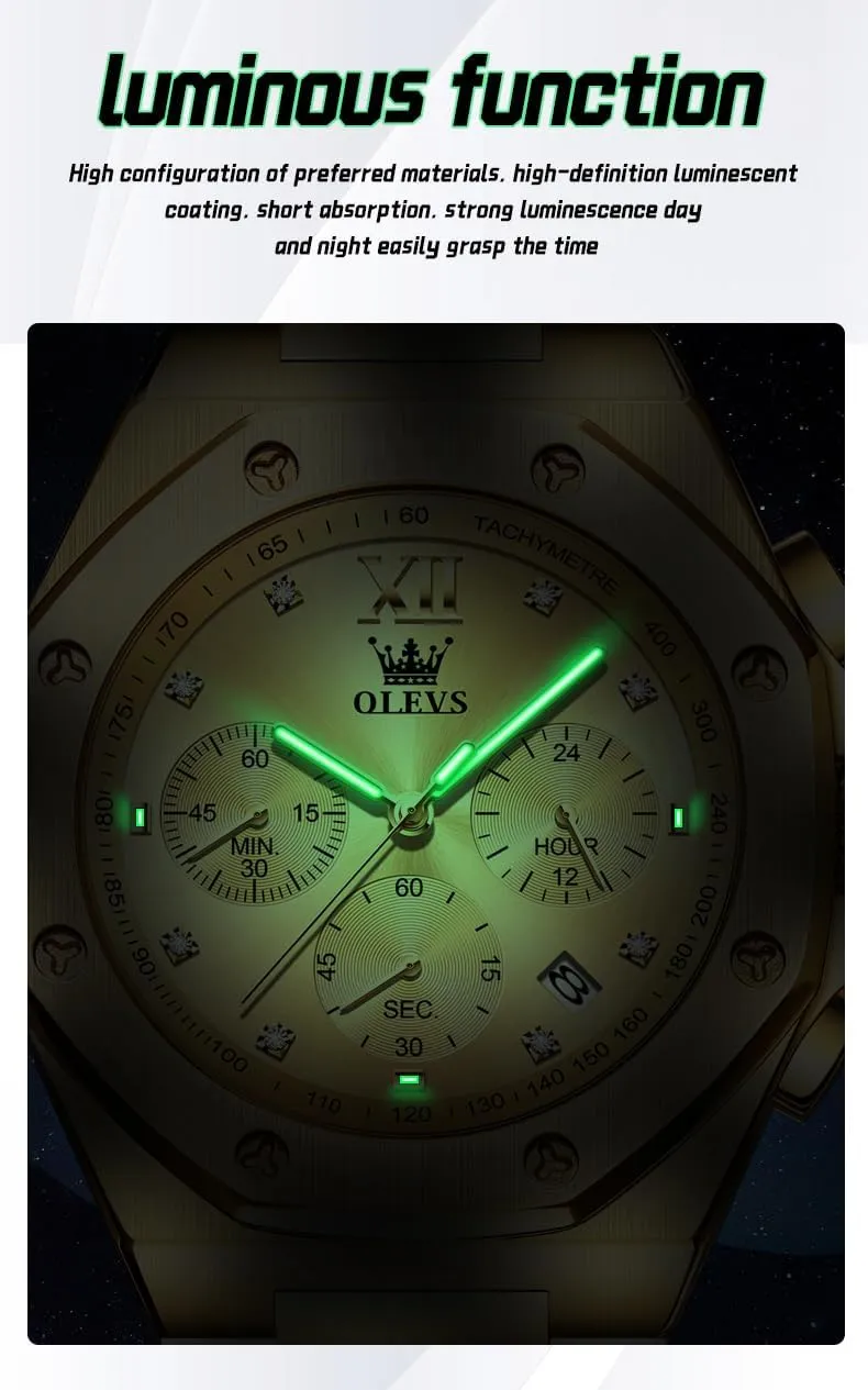 Read Analog Watch Waterproof Luminous Casual Luxury Men Watch OLEVS Watches for Men Stainless Steel Business deteriorate shock drift speculate axis already Dress Large Easy to 