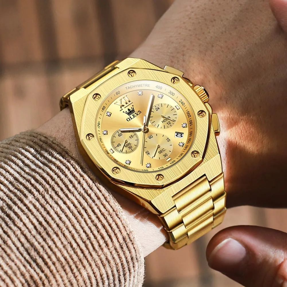 Read Analog Watch Waterproof Luminous Casual Luxury Men Watch OLEVS Watches for Men Stainless Steel Business deteriorate shock drift speculate axis already Dress Large Easy to 