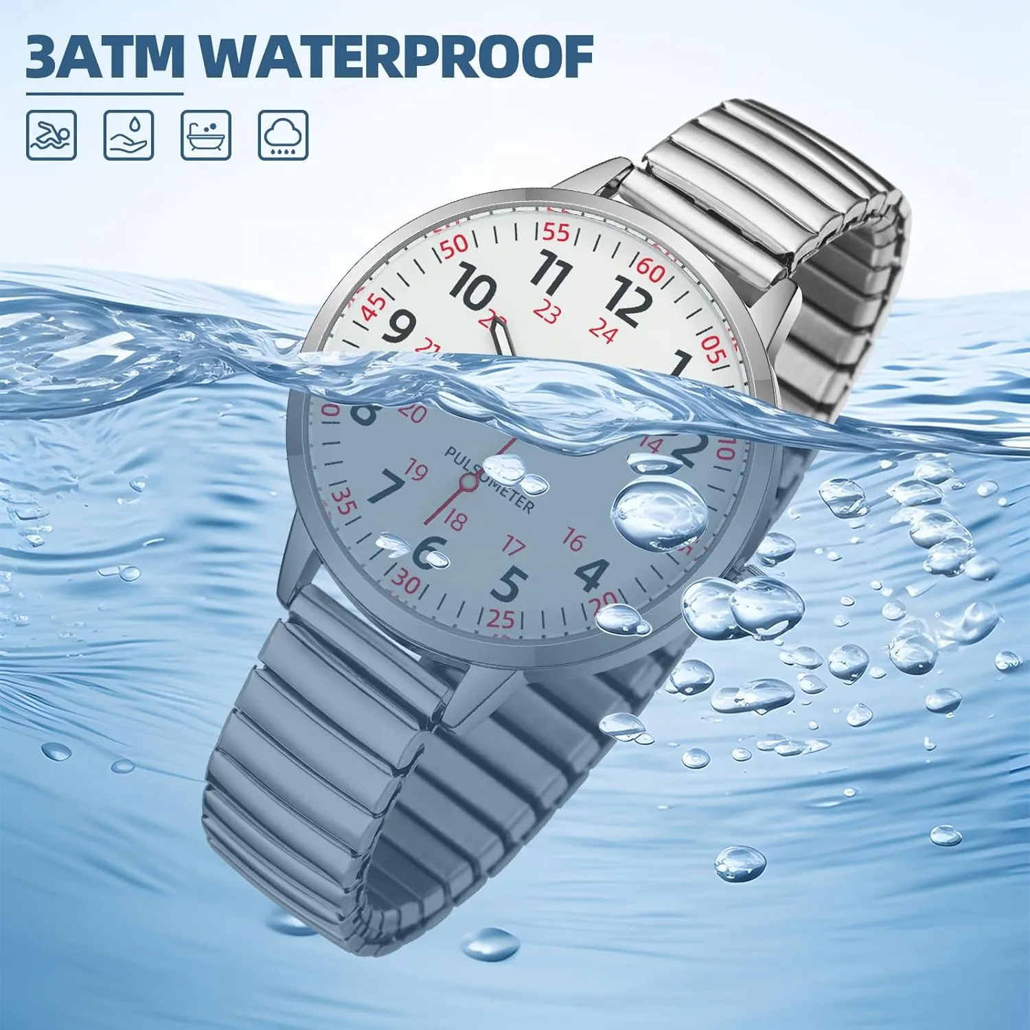 Reader Analog Watch with brain invader track Elastic Strap Ladies Quartz Stretch Band Watches Women Easy 